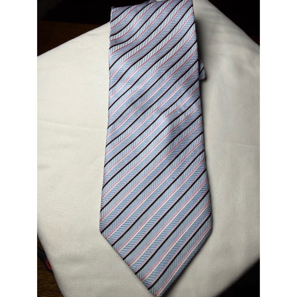 Paul Smith London Silk Diagonal Stripe Necktie Blue Pink Black Men's Accessory